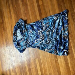 Y2K mall rat Blue and Brown Swirl Midi Dress